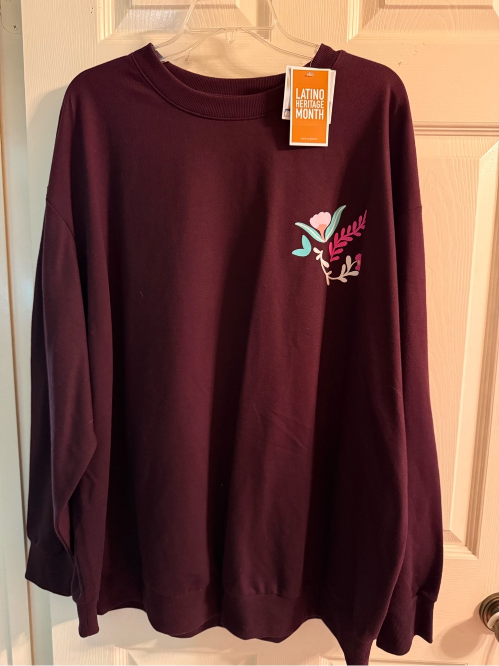 Target 2X Plum Crewneck Sweatshirt Multicolor Folk Bird Print Mexican Heritage